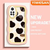 YIWESAN เคสสำหรับ Xiaomi Redmi โน๊ต11 Pro Note 5G 11e ลายหัวใจแฟชั่นขอบครีมเลนส์กล้องถ่ายรูปเคสโทรศัพท์โปร่งใสน่ารักเคสนิ่มกันกระแทกเคสป้องกันซิลิโคนใส