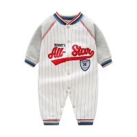 Baby baby conjoined clothes cotton one hundred days summer handsome men out of thin baseball uniform the clothes in the spring and autumn outfit