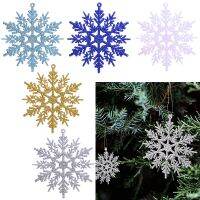 【YF】☃◄✷  6/12 pçs natal floco de neve ornamentos plástico glitter decorações para o inverno árvore pendente ano novo