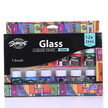 1 Set Glass Paint Bright Colors Convenient No Bake High Gloss