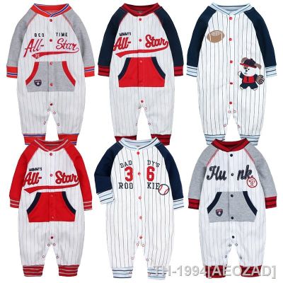 ▦♘▼ Bebê recém-nascido roupas de algodão pijamas beisebol esporte estilo com bolso manga longa macacão coverall da criança do bebê menina
