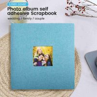 Photo Album Self Adhesive Scrapbook for Wedding/Family/Lovers Linen Cover DIY Gift for Valentines Day Mothers