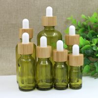 5-100ml Olive Green Dropper Bottle Empty Liquid Essential Oil Sub-bottling Glass Aromatherapy Pipette Refillable Bottle