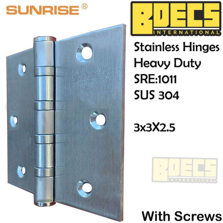 Stainless Steel Door Hinges Heavy Duty Sunrise SUS 304 1set Loose Pin