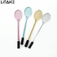 4Pcs Cute Racket Badminton Gel Ink Pen Funny Writing Stationery Roller Ball Pens For Students Office School