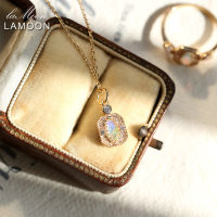 LAMOON Vintage Opal Necklace For Woman Synthesis Opal Pendant 925 Sterling Silver K Gold Plated Oct Birthstone Gift NI172