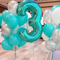 40Inch Big Foil Birthday Balloons Tiffany Blue Helium Number Balloon 0-9 Happy Wedding Party Decor Kids Baby Shower Large Globos