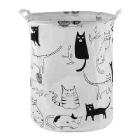 Laundry Basket Cat Print Toy Storage Box Super Large Bag Canvas Washing Dirty Clothes Basket Organizer