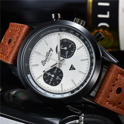 [Rose Gold + Black] Breitlings Men S Quartz Watch High Quality Leather Men S Wrist Watch Retro Men S Watch Gentleman Style