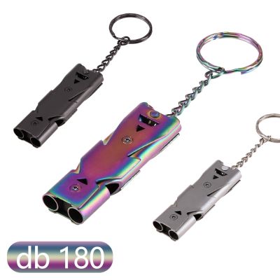 1 Pcs Double Pipe Whistle Pendant Keychain High Decibel Outdoor Survival Emergency Whistle Camping Tool Multifunction Whistle Survival kits