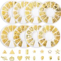 Nail Rivets Mixed Style 3D Nail Art Gold Moon Star Ocean Round Metal Rivet Studs DIY Charm Nail Art Decoration nail Accessories