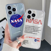 สำหรับ iPhone 13 Pro Max 14 12 iPhone 11 XR 8 7 SE 2022คลาสสิก NASA โลโก้แบบที่มีคุณภาพสูงตารางขอบปกเต็มเลนป้องกันล้าง Tranparent กรณี TPU