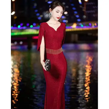 Dropship 2023 New Year Red Christmas Party Dress Women V Neck Glitter  Ruched to Sell Online at a Lower Price | Doba