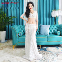 ใหม่ Belly Dance ชุดหญิงเซ็กซี่ Elegant Top Practice เสื้อผ้าอาชีพประสิทธิภาพ Feather กระโปรงยาว2ชิ้นชุด...