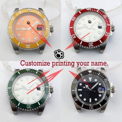 Dial Custom Dial 40Mm Silver Frosted Nh35 Case Sapphire Glass Ceramic Bezel Is Suitable For NH35 Sports Watch Replacement Parts