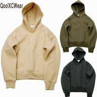 QoolXCWear Hoodies ฮิปฮอปที่คุณภาพดีมากกับขนแกะอบอุ่นในฤดูหนาวสำหรับบุรุษ Kanye West เสื้อฮู้ดดี้กันหนาว Swag เสื้อสวมหัวที่เป็นของแข็ง