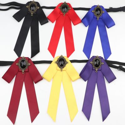 Woman Simple Bowtie Fashion Pretty Ribbon Solid Color Butterfly Bowknot Bow Tie Polyester Cravat Pin Lapel