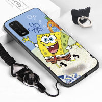 Mop Mall For Wiko Power U20เชือกเส้นเล็กแหวนใส่นิ้ว U10น่ารักการ์ตูน SpongeBob SquarePants เคสโทรศัพท์ดีไซน์สำหรับเด็กหญิงและเด็กชายซิลิโคนกันกระแทกโทรศัพท์ป้องกัน TPU