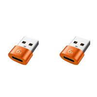 2Pcs 6A Type C to USB 3.0 OTG Adapter USB C Female to USB Male Converter for , Orange