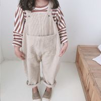 2023 New Children Toddler Boys Kids Solid Overalls Suspender Trousers Casual Corduroy Baby Bib Pants Solid Outwear 9M-5T