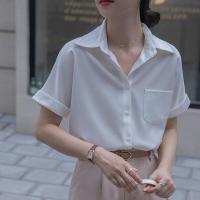 Professional female white shirts with short sleeves niche within the department by design feeling relaxed summer leisure coat lapels tide restoring ancient ways