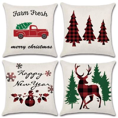 Christmas Pillow Covers 18 x 18, Christmas Tree Decorative Outdoor Holiday Christmas Throw Pillow Covers