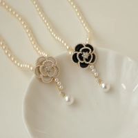 xfcbfFashion camellia white rose necklace light luxury niche pearl ladies small fresh sweet rose flower collarbone chain pendant gift