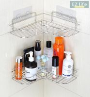 EZ Stainless Steel Corner Rack สแตนเลส ชั้นวางของเข้ามุม ติดผนัง ที่วางของเข้ามุม ไม่เจาะรู ชั้นวางของในห้องน้ำ ชั้นวางของในห้องครัว shelf storage organizer