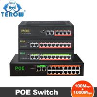 TEROW 6/10/18สวิตช์พอร์ท POE 100/1000 Mbps สวิตช์เกณฑ์วัดแบบ Eternet Smart เครือข่ายกิกะบิต52V สำหรับกล้อง IP/J72 AP ไร้สาย