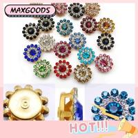 MAXG 10PCS 14mm ตัดเย็บเสื้อผ้า เครื่องประดับหมวก รูปดอกไม้ พลอยเทียม ตกแต่งเสื้อผ้า ปุ่ม หินแก้วคริสตัล