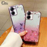 Callfire เคสโทรศัพท์ผงชิมเมอร์สำหรับ OPPO Realme C33 2023 Realme C55 เคสนิ่มป้องกันการตกหล่นทำจากซิลิโคนหรูหราแบบดอกไม้ผีเสื้อ