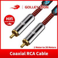 GOLLEY LION RCA สายสัญญาณเสียงตัวผู้ไปยังตัวผู้สายสัญญาณเสียงแบบโคแอกเชี่ยลสำหรับซับวูฟเฟอร์เครื่องขยายเสียงดีวีดีทีวี