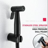 3 in 1 SUS304 Stainless Steel A 3pcs set Black Toilet Handheld Bidet Cloth Diaper Cleaning Sprayer Shattaf with Holder and 1.5m hose