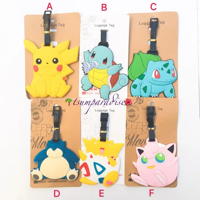 1pc Pokemon Luggage Tag Pikachu Pokeball Jigglypuff Bulbasaur ...