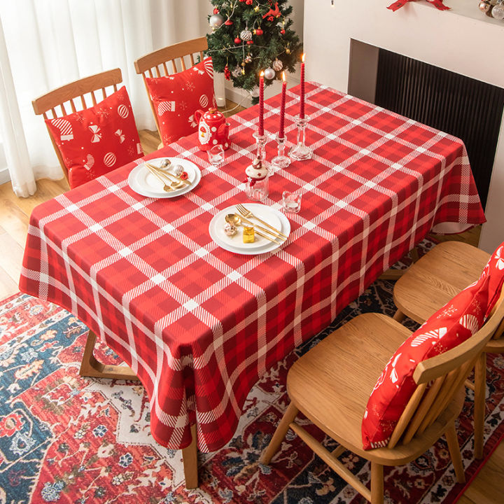 hot-ผ้าปูโต๊ะสีแดงปีใหม่คริสต์มาสผ้าฝ้ายและผ้าลินินแบบไม่ต้องซัก-2022-รุ่นใหม่