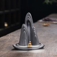 Ceramics Backflow Incense Burner Little Monk High Mountain Flowing Water FurnishingHome Ornaments Incense Burner