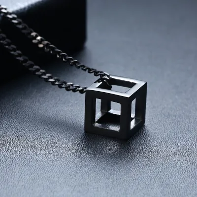 ✿❖❐ Fashion Retro Punk Hollow Cube Pendant Mens Ladies Boys Girls Couples Necklaces Personality Square Rubiks Cube Jewelry Gifts