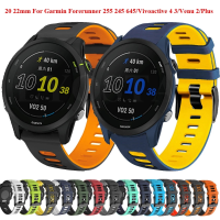 22 20mm Silicone Band For Garmin Forerunner 265 965 255 255M 245 645 158 55/Venu 2 Plus/Vivoactive 4 3/Venu SQ 2 Bracelet Straps