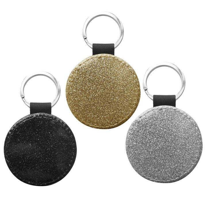 10-pack-sublimation-blanks-keychain-glitter-pu-leather-keychain-diy-heat-transfer-keyring