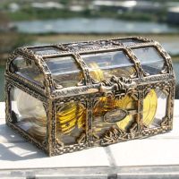 【LZ】☇☍  Caixa de armazenamento de tesouro pirata vintage para mulheres organizador para brincos cristal jóia trinket estojo de viagem transparente
