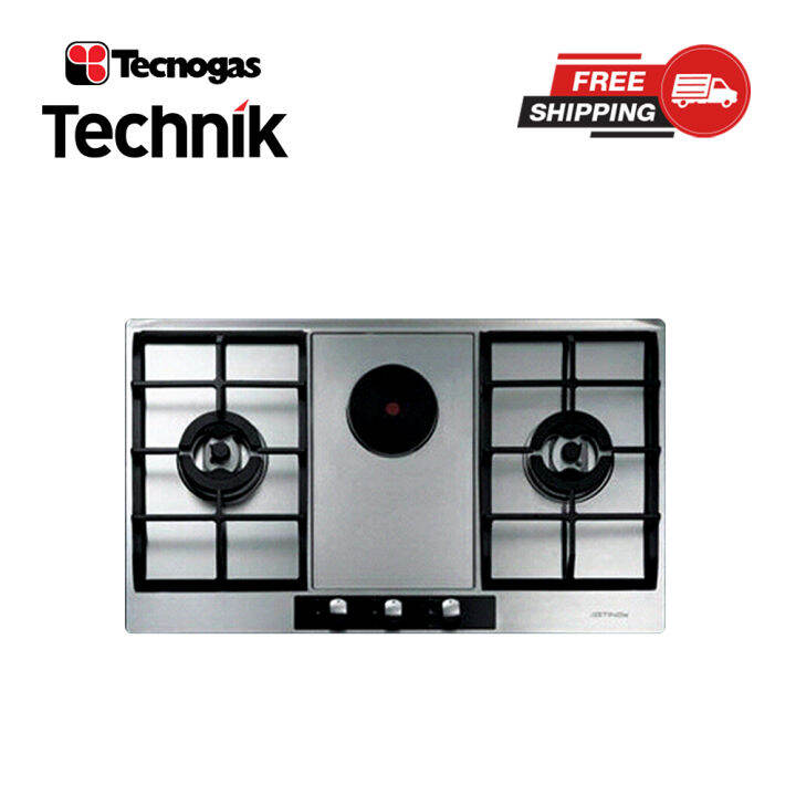 Tecnogas Technik 75 cm 2 Gas Burners 1 Electric Hot Plate Builtin Hob