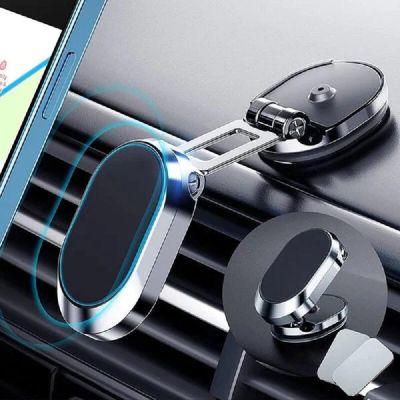 วงเล็บเหนียวแท่นยึดอุปกรณ์ในรถรถยนต์แม่เหล็กพับได้ทำจากที่วางโทรศัพท์ในรถอัลลอยโทรศัพท์มือถือ ° แบบหมุนได้