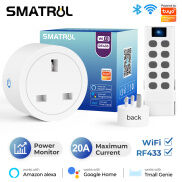 SMATRUL Ổ Cắm Thông Minh 20A Tuya Smartlife WiFi + RF433 UK Bộ Chuyển Đổi