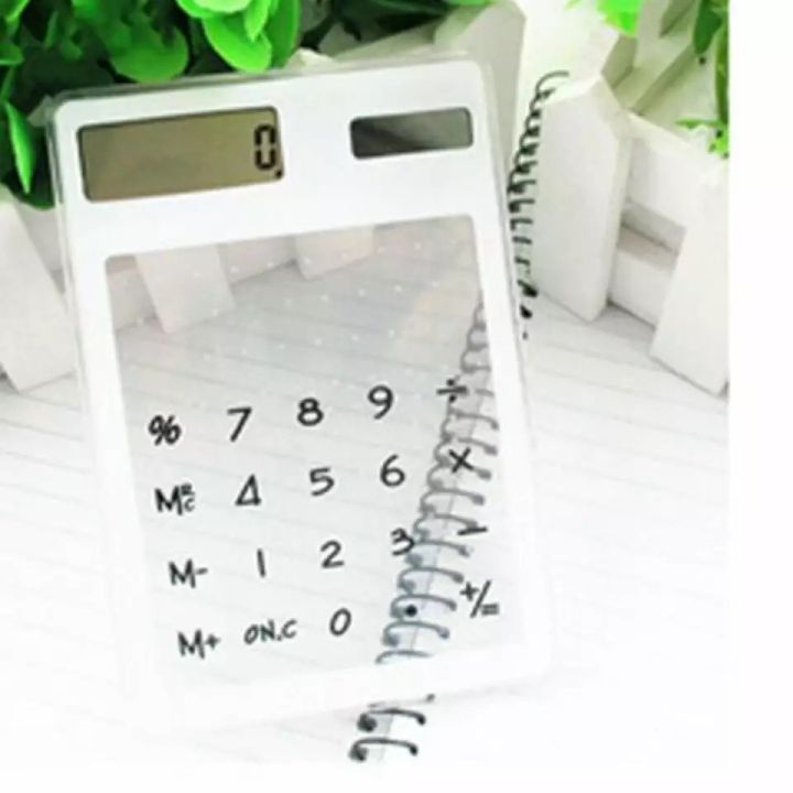 สินค้าขายดี-มีราคาส่ง-เครื่องคิดเลข-calculator-8-หลัก-สีใส-ใช้พลังงานแสงอาทิตย์