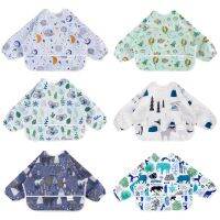 【CC】 Baby Bibs Sleeve Infant Feeding Bib with Cartoon Apron Kids Burp