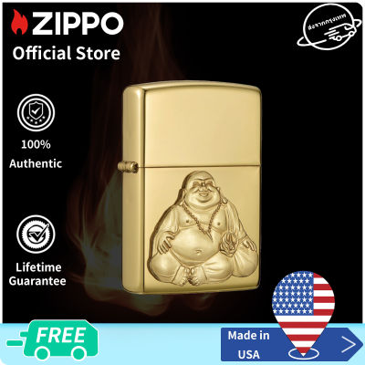 Zippo Laughing Buddha Emblem Design High Polish Brass Pocket Lighter | Zippo 29626