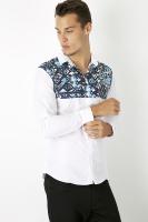 เสื้อเชิ้ตแต่งผ้าลาย ผ้าCotton by Buccaneer