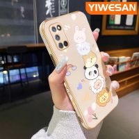 YIWESAN เคสสำหรับ OPPO A92 OPPO A52 OPPO A72 4G ลายการ์ตูนแพนด้าสัตว์ขอบด้านข้างเคสโทรศัพท์กันกระแทกกรอบสี่เหลี่ยมเคลือบผิวด้านสุดหรูเคสป้องกันกล้องหลังเต็มรูปแบบเคสนิ่ม