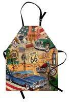 【jw】▧❁❄ 66 Apron Old Fashioned Cars Motorcycle on a Map Road Trip Kids Baking Bib