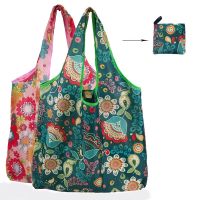 Foldable Shopping Bag Reusable Travel Grocery Bag Eco-Friendly Cartoon Cat Dog Plant Printing Portable Supermarket Shopping Bag